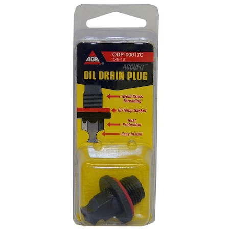 Ags ODP-00017C Accufit Oil Drain Plug 5/8-18, Card ODP-00017C